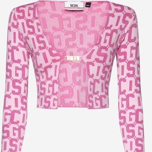 Gcds pink sweater crop cardigan